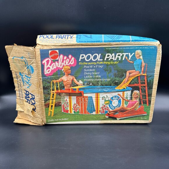 Vintage 1973 Mattel Barbies Pool Party Replacement Parts Pool Panels Box As Is - Picture 2 of 10